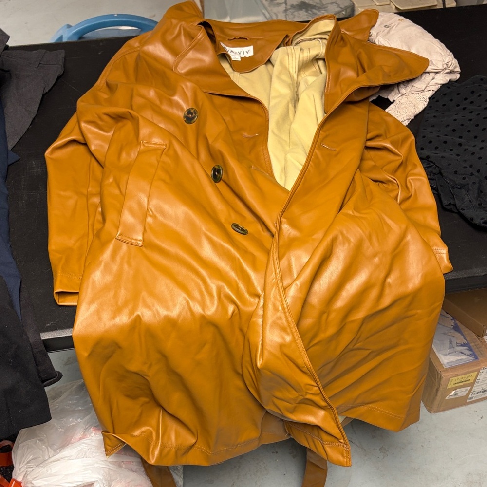 Women's Tan Leather Coat